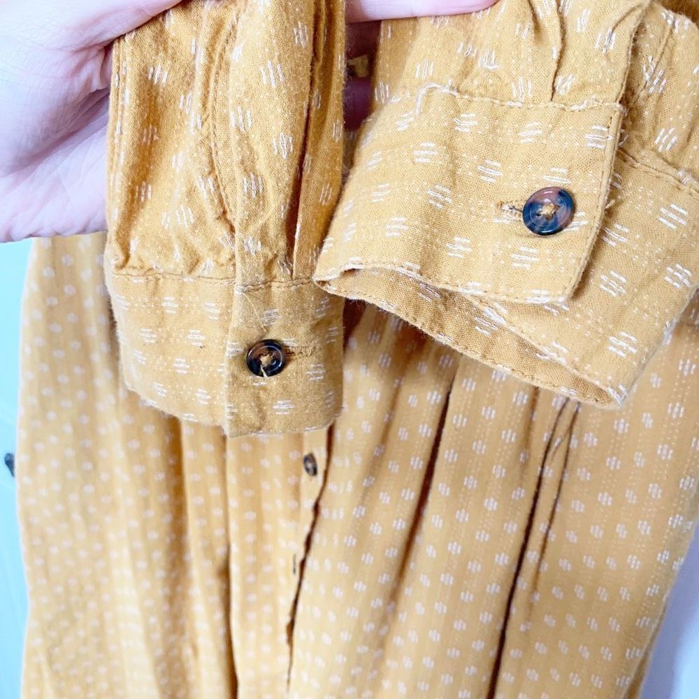 ❌SOLD❌ Modcloth Broadcast Coordinator Shirt Dress Mustard Yellow Fall Style - Picture 9 of 13